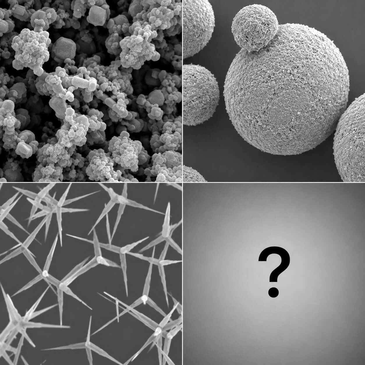2607 [AI generated] Different morphologies of zinc oxide