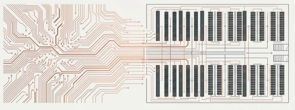 A PCB connected to an AI server
