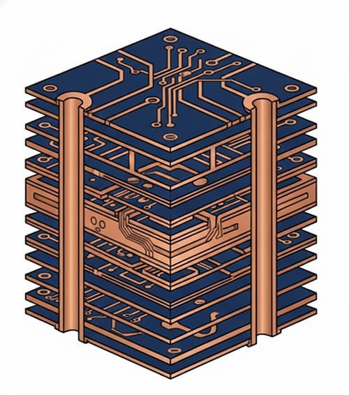 Schematic diagram of a high layer count PCB